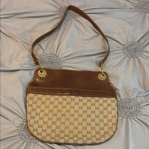 Gucci Classic Brown and Cream Shoulder Bag